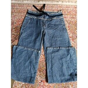 Calvin Klein Linen Blend Lounge Pants Jeans Size 6 Wide Leg 32" Inseam